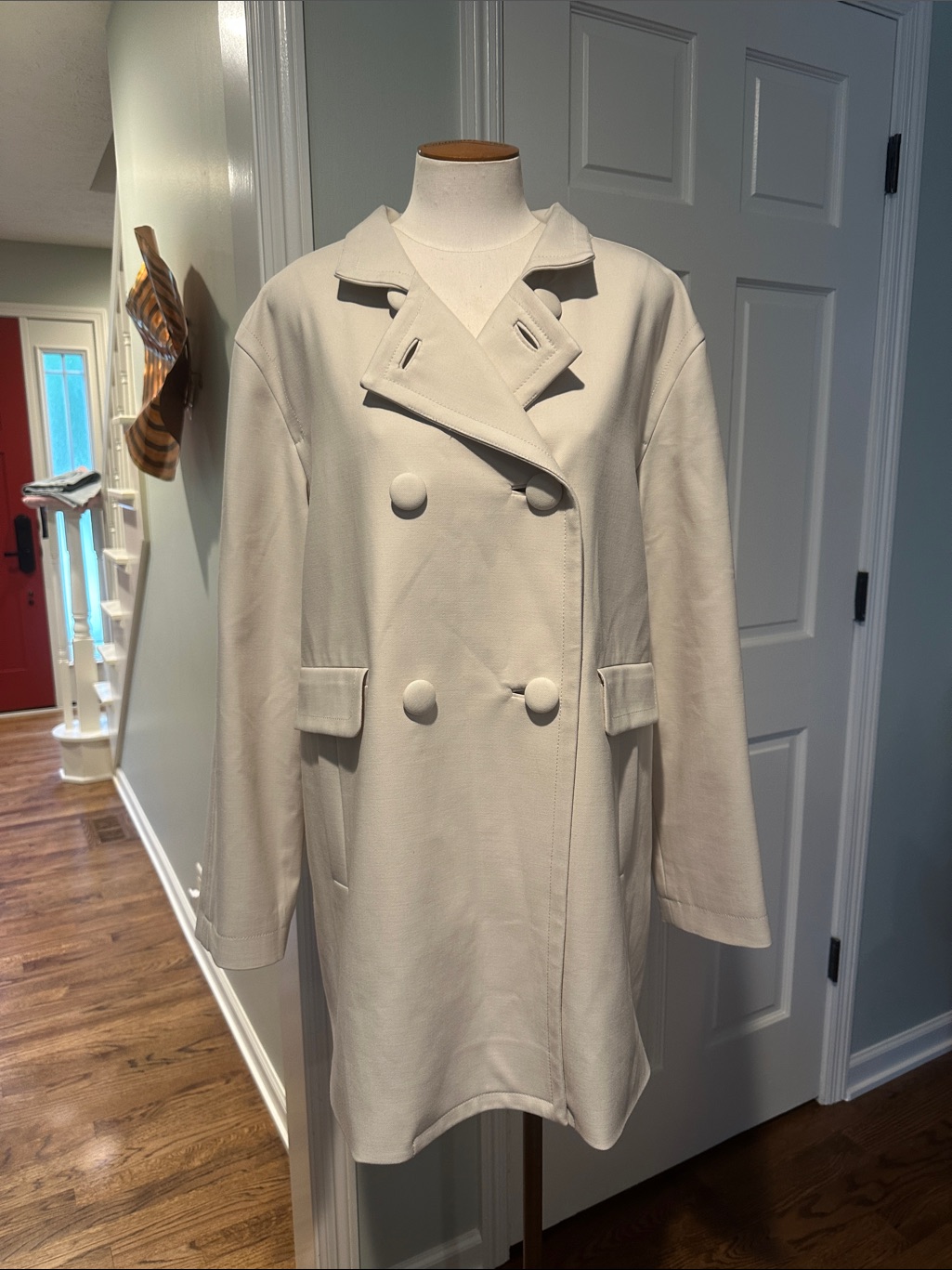 Nwt Talbots Sz 10 Ivory/Cream/Beige Double-Breasted Coat Jacket